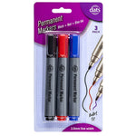 Permanent Marker (Red, Blue, Black) - 3 Pack