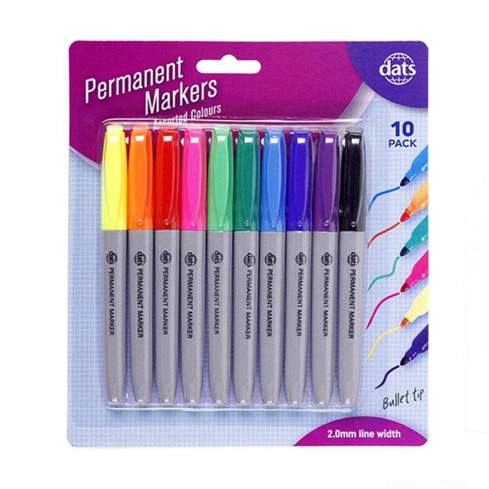 Permant Marker Multicolour - 10 Pack