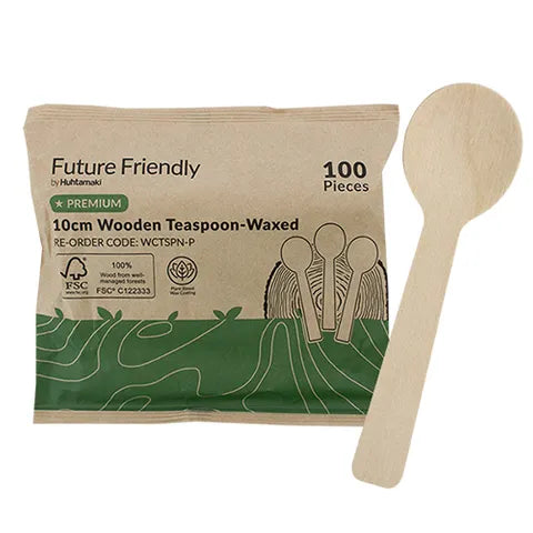 100mm Wooden Teaspoon - 100pk