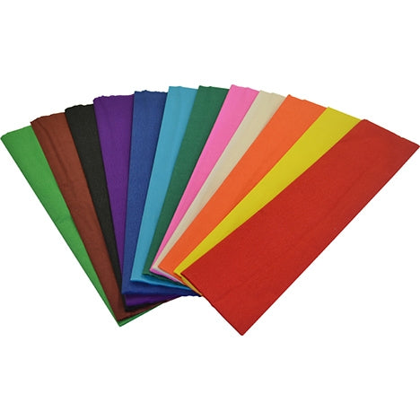 RAINBOW CREPE PAPER 500MM X 2.5M - 12 SHEETS