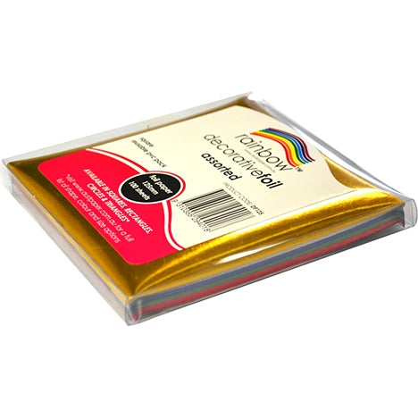 RAINBOW DECORATIVE FOIL SQUARE 125MM - 100 SHEET