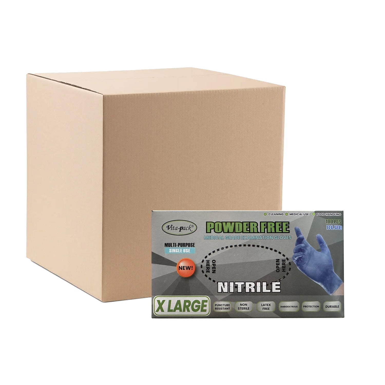 Bulk Buy Nitrile Gloves - Blue - X Large