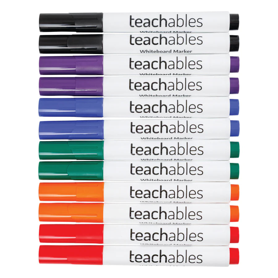 Teachables Multicolour Whiteboard Marker Bullet - 12 Pack