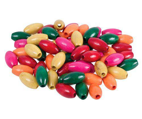 Colorful  Wooden Long Beads - 100pk