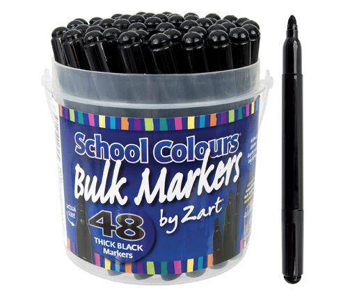 Bulk Buy School Markers Black - 48pcs