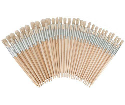 Rounded Bristle Brushes - 60 Pack (Hog Hair)